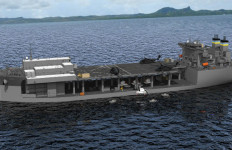 A naval architect's rendering of the 4th ship in the expeditionary platform series. Courtesy NASSCO