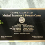 Plaque at Medical Examiner's office