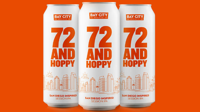 72 and Hoppy beer cans