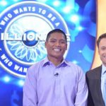 San Diego's David Tamayo (left) with host host Chris Harrison of "Who Wants To Be A Millionaire" at summer 2017 taping in Las Vegas,
