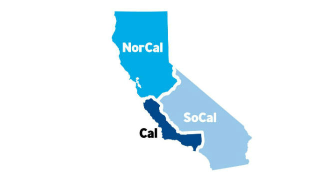 California divided into three states