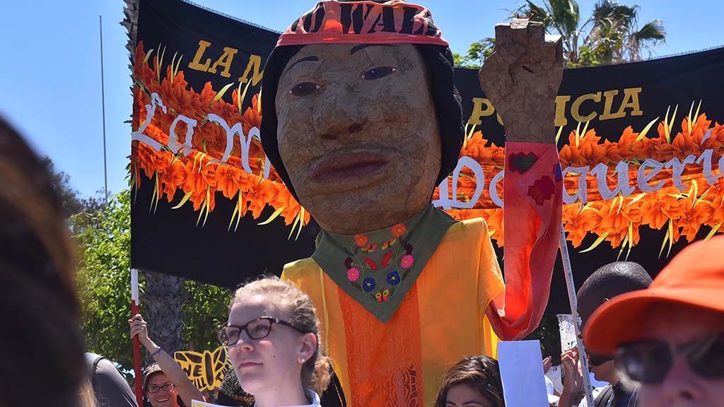 Puppets were carried down National Avenue in Barrio Logan.