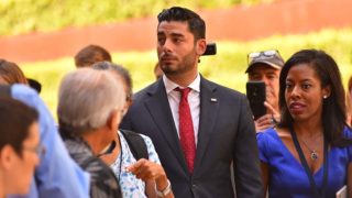 Ammar Campa-Najjar, Democratic candidate for the 50th congressional district, showed up to the federal courthouse after Rep. Duncan D. Hunter's arraignment and spoke to the media and protesters.