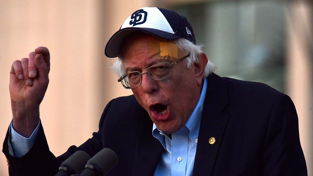 Bernie Sanders Delights San Diegans, Including Centenarian, 3Foot Head
