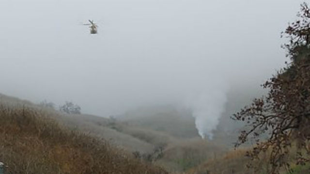 Smoke from helicopter crash