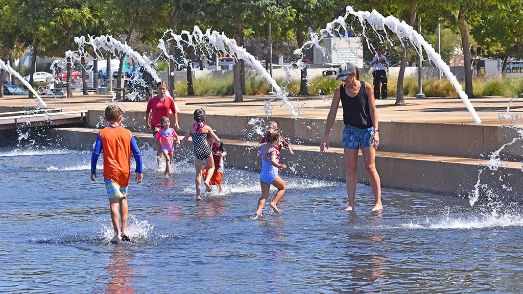 Children cool off at Waterfront Park