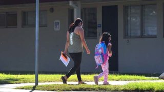 Children went back to the classroom in San Diego Unified School District as part of Phase One to help special needs students. The girl is returning to Lafayette Elementary School in Clairemont.