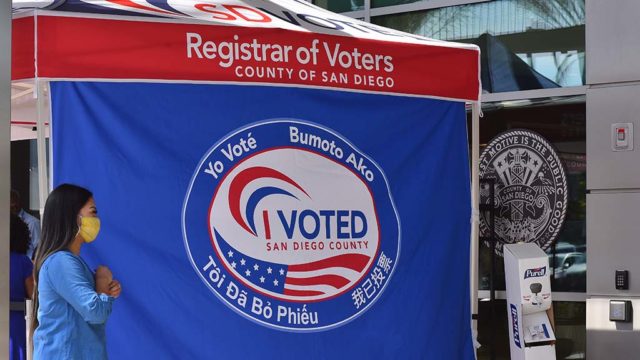 In-person early voting has begun at the San Diego Registrar of Voters office in Kearny Mesa.
