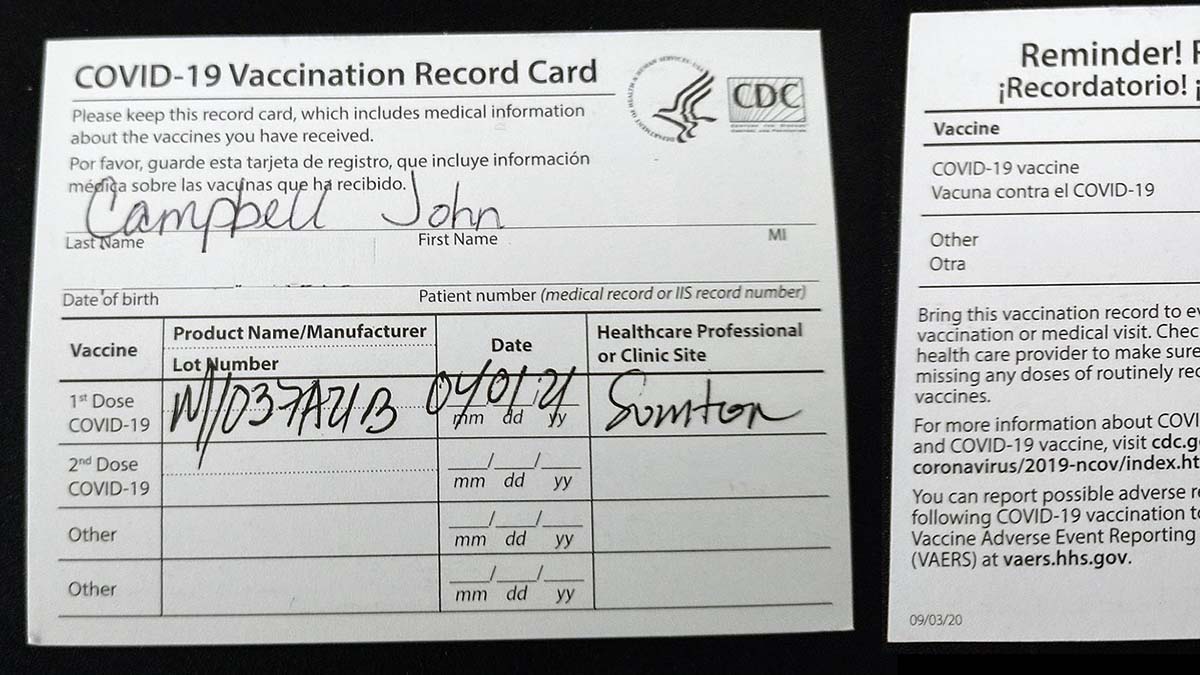 Fake COVID Vaccination Cards Being Offered; San Diego DA Cautions Users