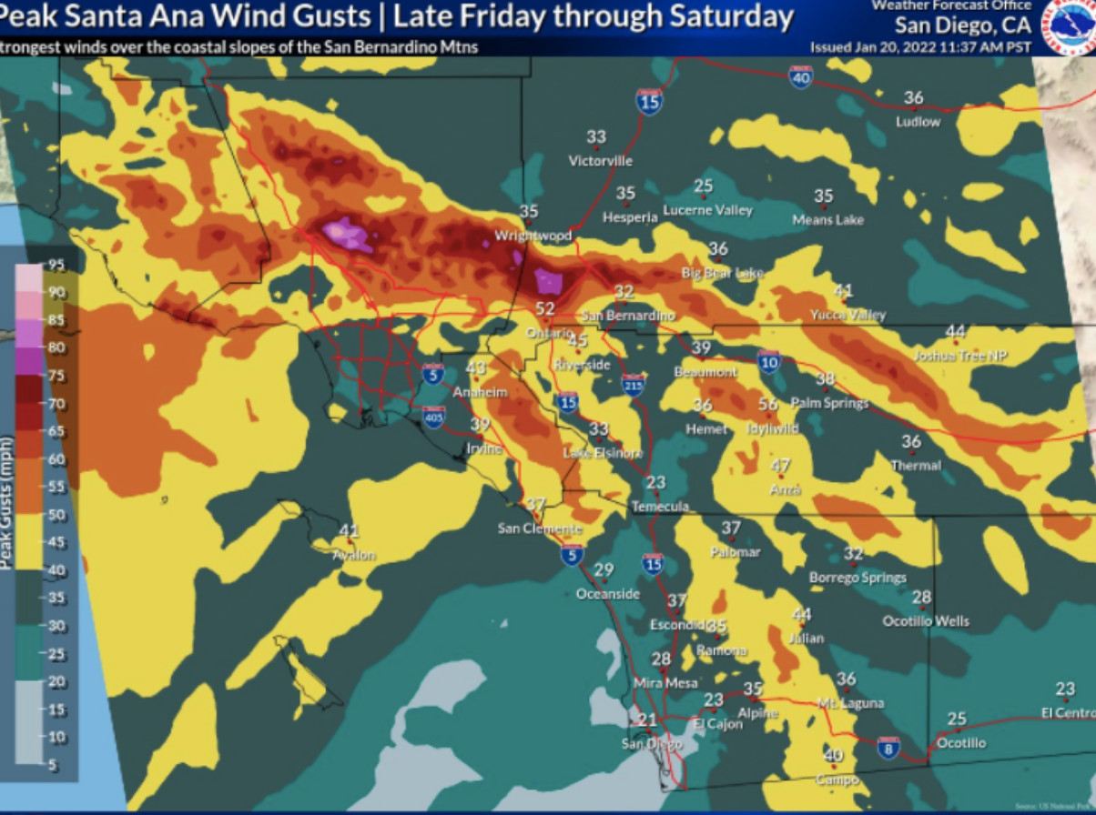 Wind Advisory Takes Effect at Midnight for Local Inland Valleys ...