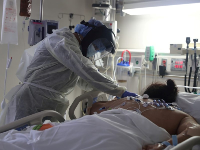 A coronavirus patient being treated
