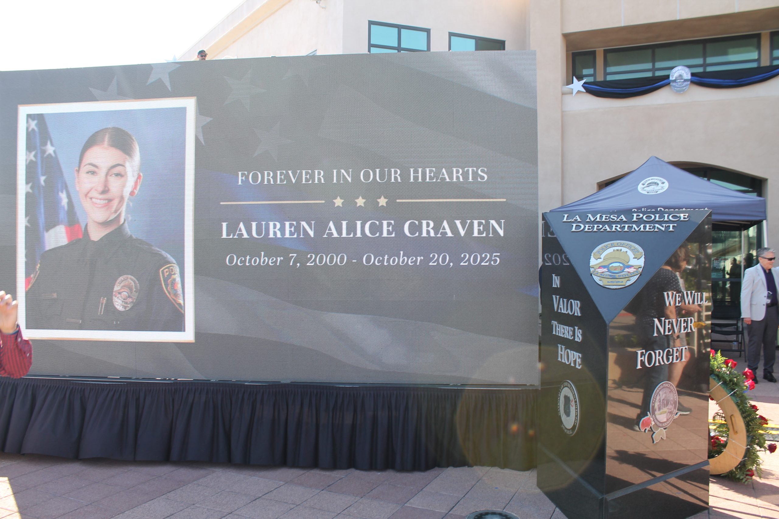 Officer Lauren Craven, first in La Mesa Police Department to die in line of duty, honored on department monument&nbsp;
