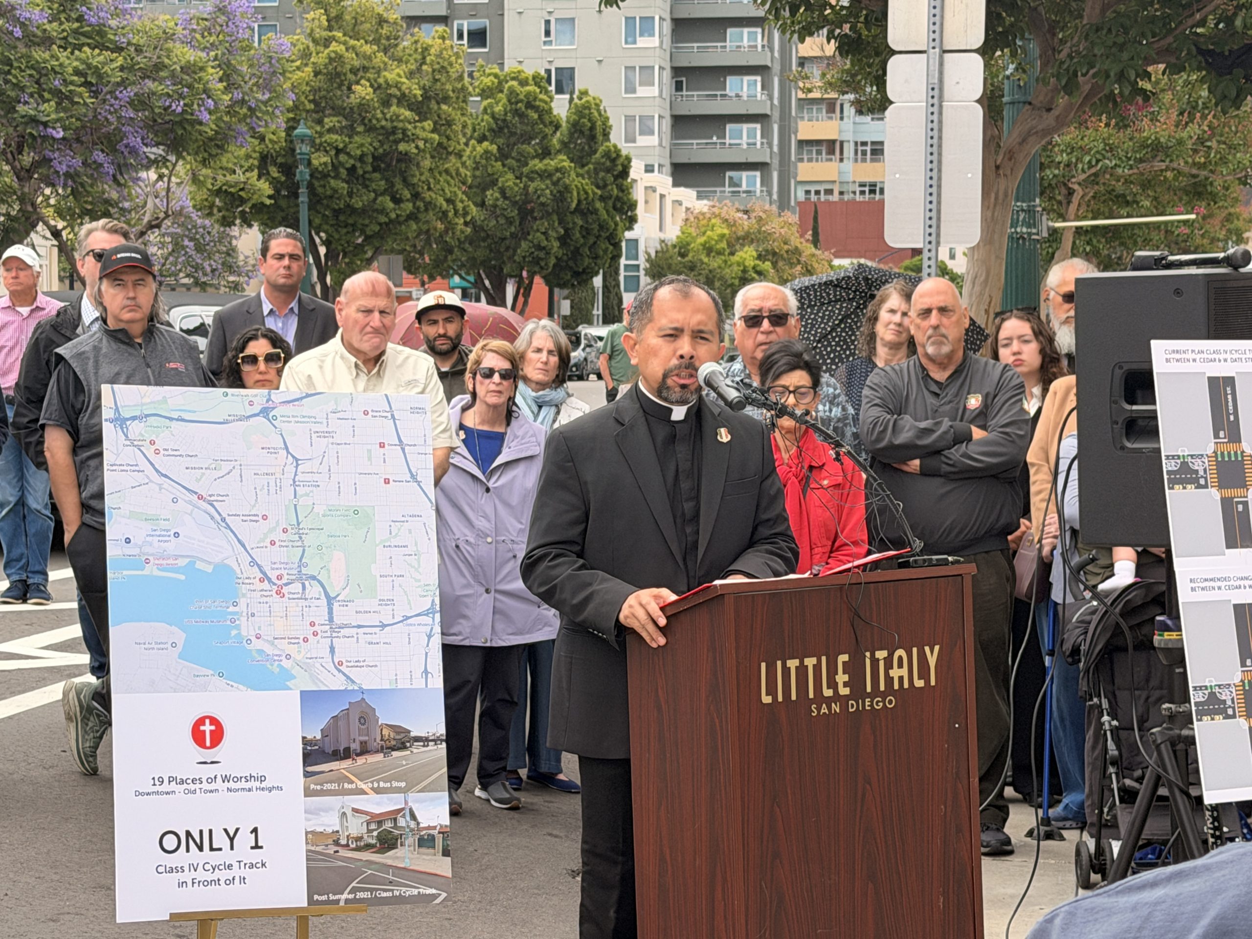 Historic Little Italy church throws stones at State Street bike lane